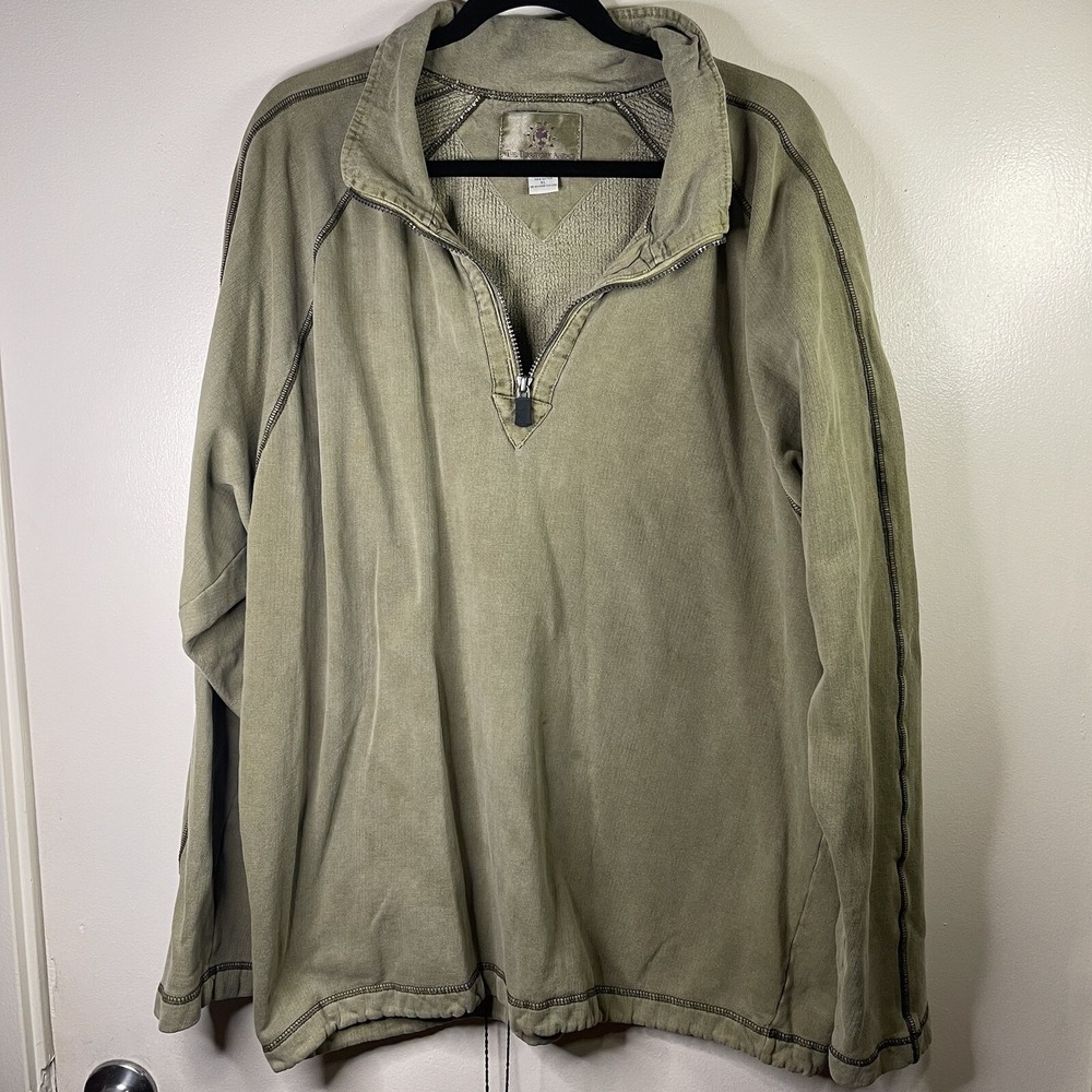 The Territory Ahead Sweater Mens‎ XL Olive Green Half Zip Pullover Casual Hiking